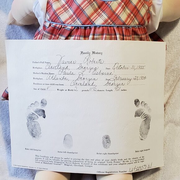 VINTAGE-1978 "The Little People"Soft Sculptures by Xavier Roberts "Charity"+DOCS - Picture 14 of 17